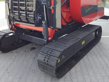 Rubber blocks on steel tracks.